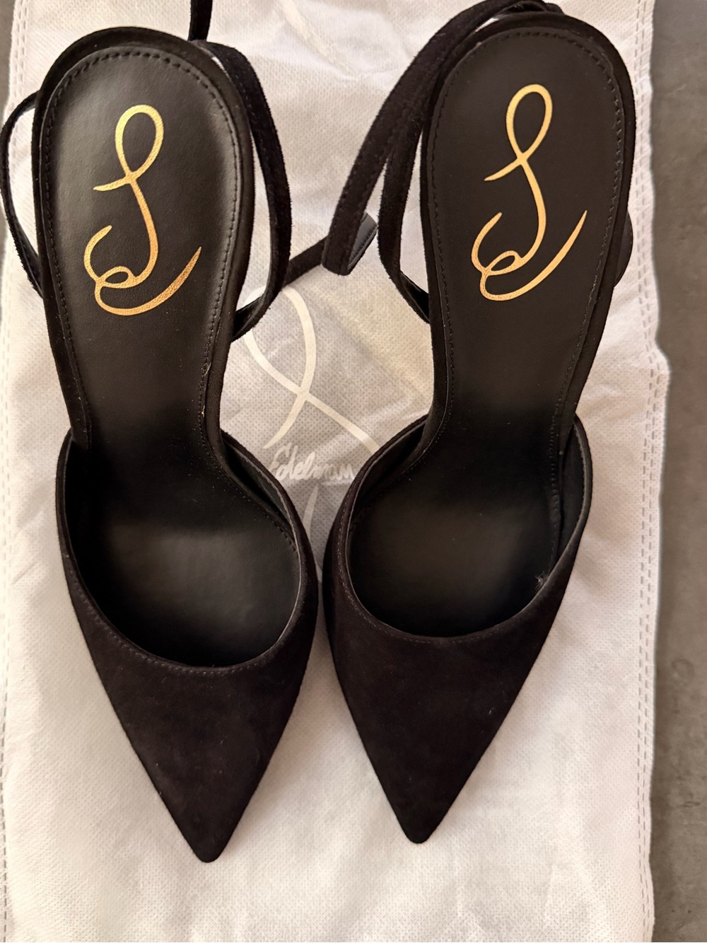 Sam Edelman Black Pointed Toe Slingback Heels